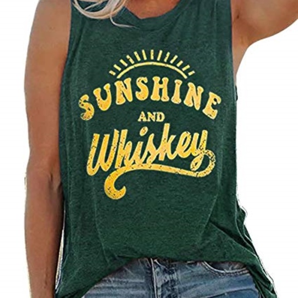 Tops - Sunshine and Whiskey Green  Tank Top for Women